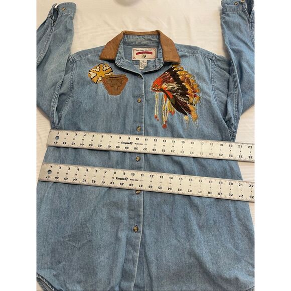 Red Ridge Mountain Outfitters VTG Native American Embroidered Denim Shirt Medium - Picture 6 of 8